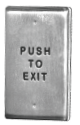 Rectangular stainless steel Easy Touch push button with “PUSH TO EXIT” text.