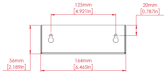 Front view of the YD30S housing showing mounting slot spacing, overall width, and height with metric and inch dimension callouts.