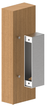 Surface-mounted YD30S housing on solid wood door frame showing mounting screws and housing position.