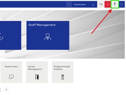 Screen shot of the Help "?" Icon in the Ambiance homescreen upper right corner. 
