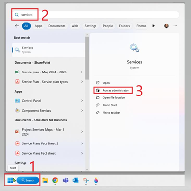 image of how to Run Services as an Administrator in Windows
