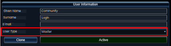 User information login user type