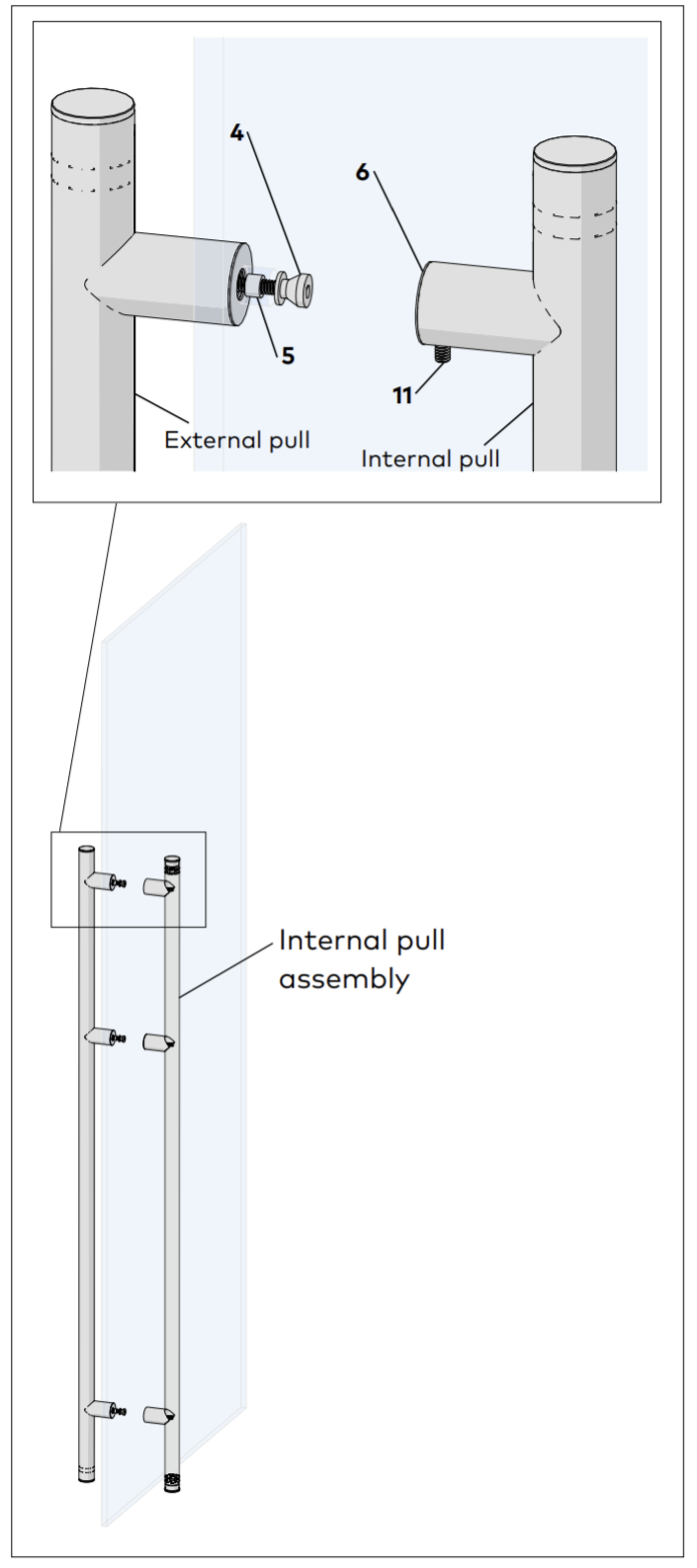Internal pull in installation position