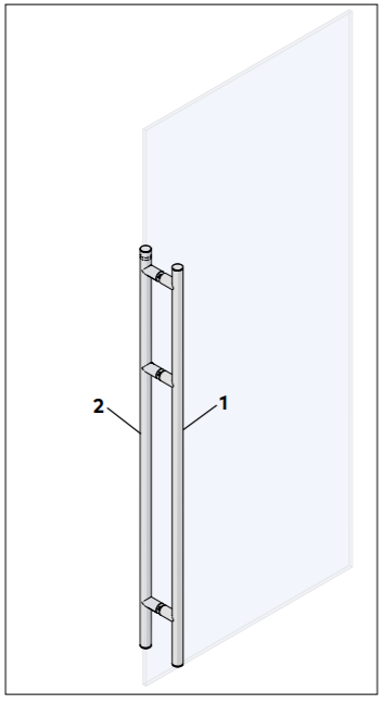 60" glass door with back-to-back pull handles 